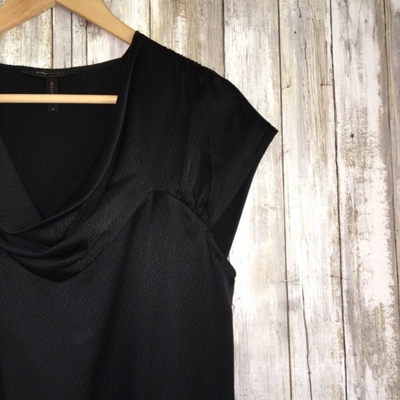 BCBG Black Silk Cinched Bottom Blouse - Picture 2 of 4